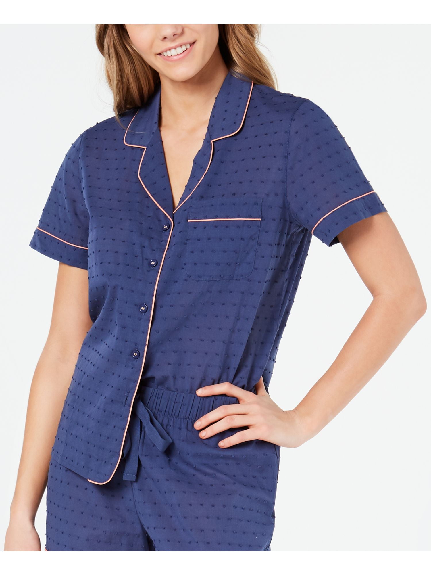 CHARTER CLUB Intimates Blue woven Sleepwear Sleep Shirt Pajama Top L ...