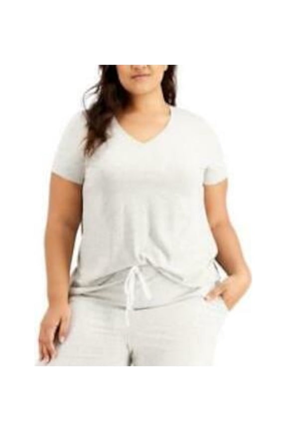 Intimates Gray Knit Side Vent Hem Pull Over Style Sleep Shirt Pajama Top Plus 1X