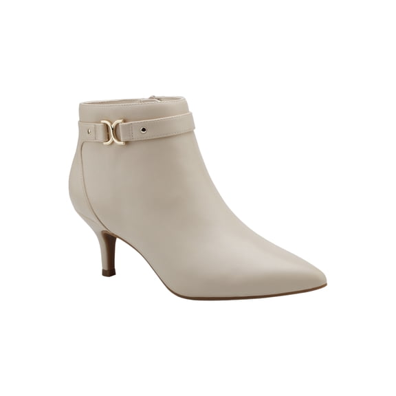 CHARTER CLUB Womens Beige Padded Buckle Accent Ulyssa Pointed Toe Kitten Heel Zip-Up Dress Booties 8.5 M