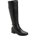 thumbnail image 1 of CHARTER CLUB Womens Black Buckle Accent Johannes Round Toe Zip-Up Riding Boot 8.5 M, 1 of 3