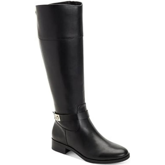 CHARTER CLUB Womens Black Buckle Accent Johannes Round Toe Zip-Up Riding Boot 8.5 M
