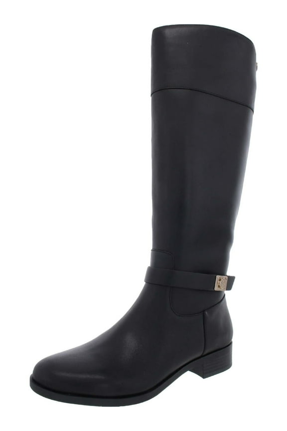 Womens Black Buckle Accent Johannes Round Toe Zip-Up Riding Boot 8 M