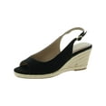 thumbnail image 1 of CHARTER CLUB Womens Black Espadrille Trim Ankle Strap Ankle Strap Tamaare Almond Toe Wedge Buckle Dress Slingback Sandal 9.5 M, 1 of 2
