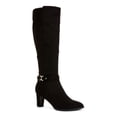 thumbnail image 1 of CHARTER CLUB Womens Black Metallic Hardware Slip Resistant Padded Palmaa Almond Toe Block Heel Zip-Up Boots 10 M, 1 of 3