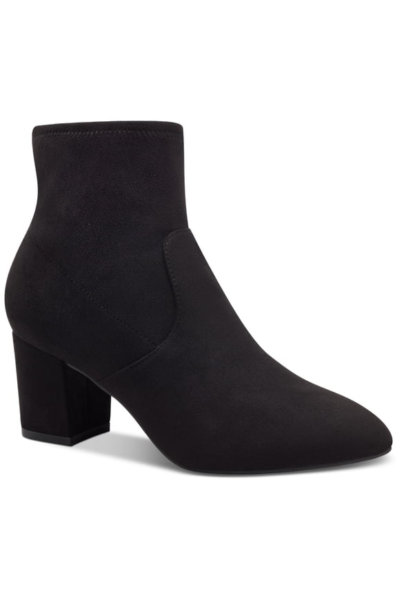 Womens Black Padded Stretch Franki Round Toe Block Heel Zip-Up Heeled Boots 8.5 M