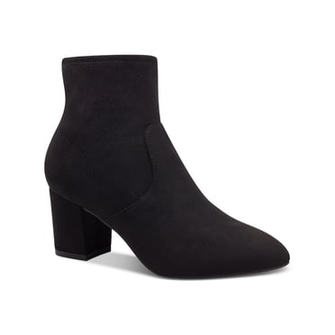 INC Womens Black Cushioned Arch Support Dasha Square Toe Block Heel Zip-Up Leather Dress Booties M main image 1