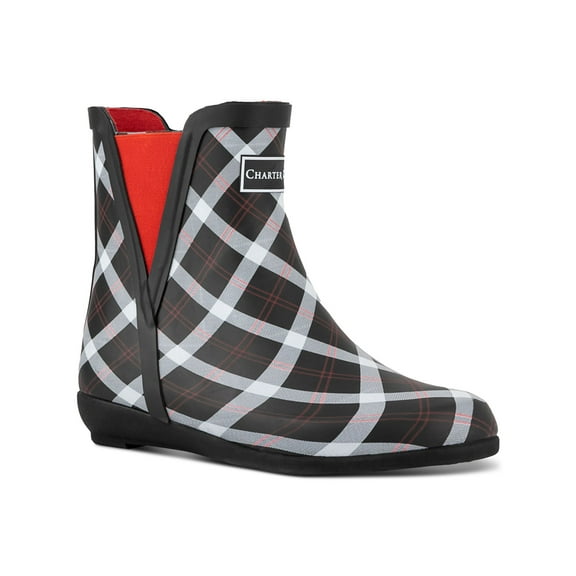 CHARTER CLUB Womens Black Plaid Removable Insole Goring Cloudburst Round Toe Rain Boots 6 M