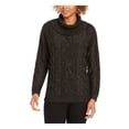 thumbnail image 1 of CHARTER CLUB Womens Black Speckle Long Sleeve Cowl Neck Sweater XS, 1 of 3