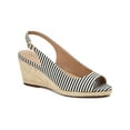 thumbnail image 1 of CHARTER CLUB Womens Black Striped Sling Back Padded Tamaare Almond Toe Wedge Buckle Espadrille Shoes 9.5 M, 1 of 4
