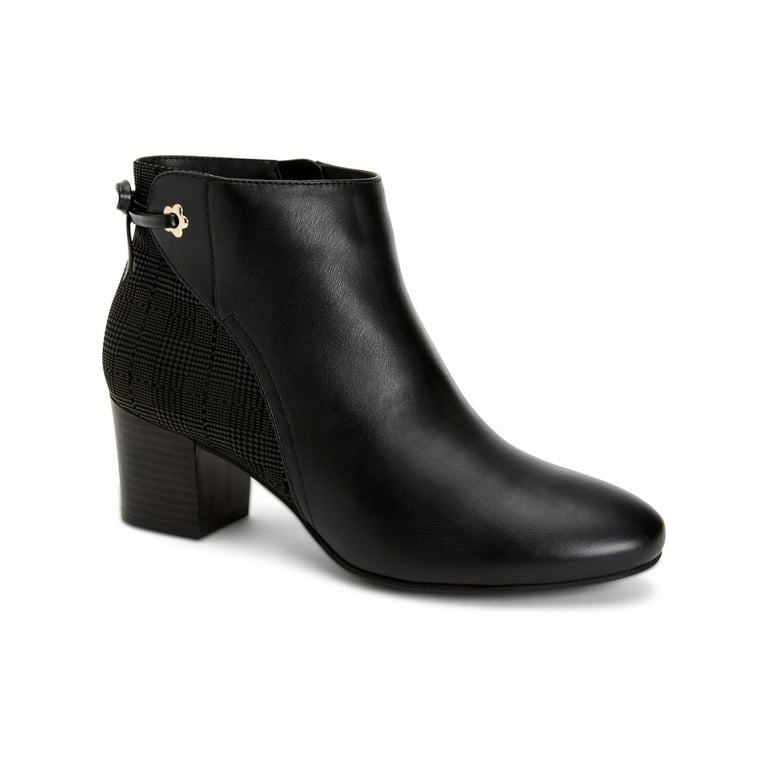CHARTER CLUB Womens Black Tie Back Non Slip Round Toe Stacked Heel Zip Up Dress Booties 6.5
