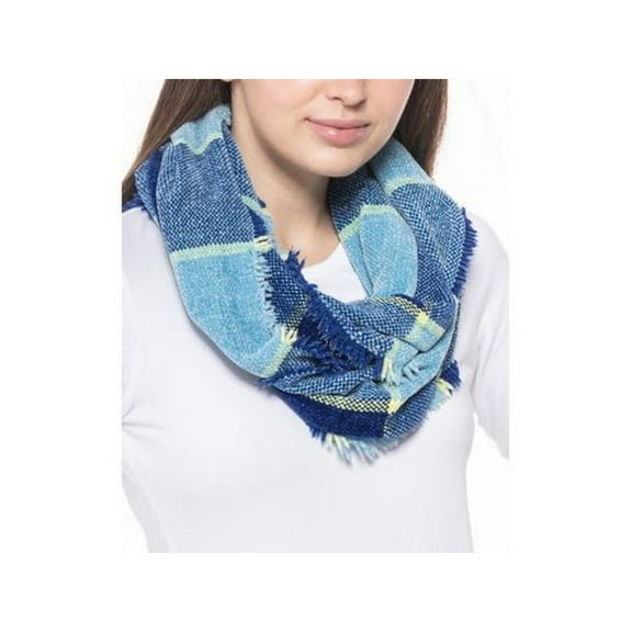 CHARTER CLUB Womens Blue Woven Chenille Loop Fringed Infinity Scarf