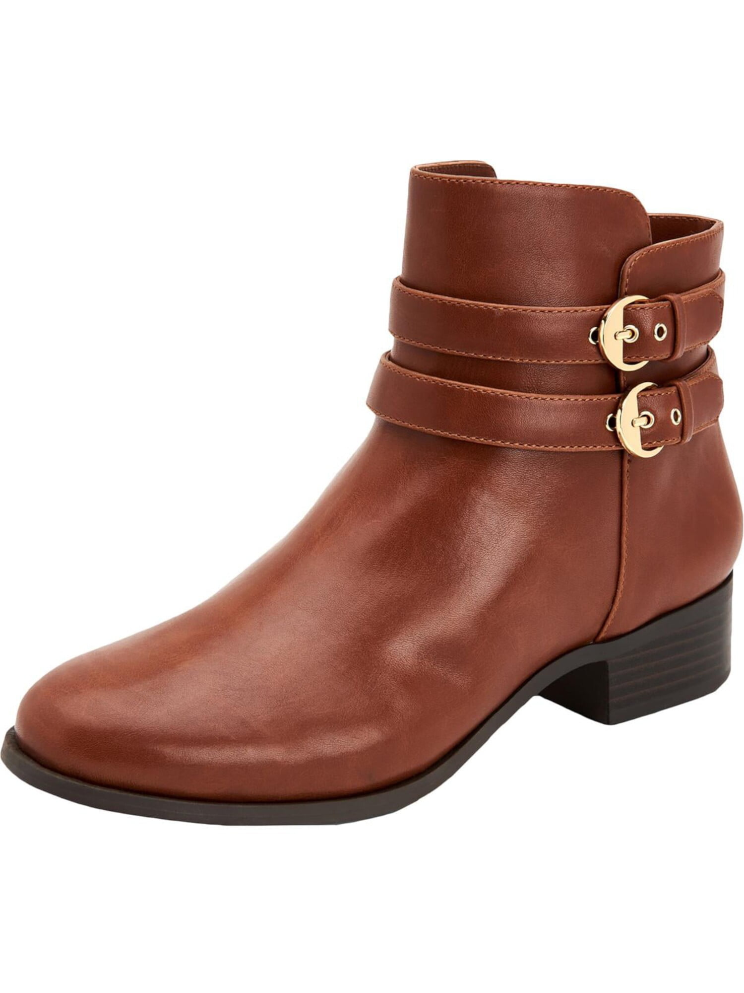 KENNETH COLE Womens Brown Crocodile Heel Logo Bow Accent Cushioned Balance Round Toe Block Heel Slip On Leather Ballet Flats M main image 1