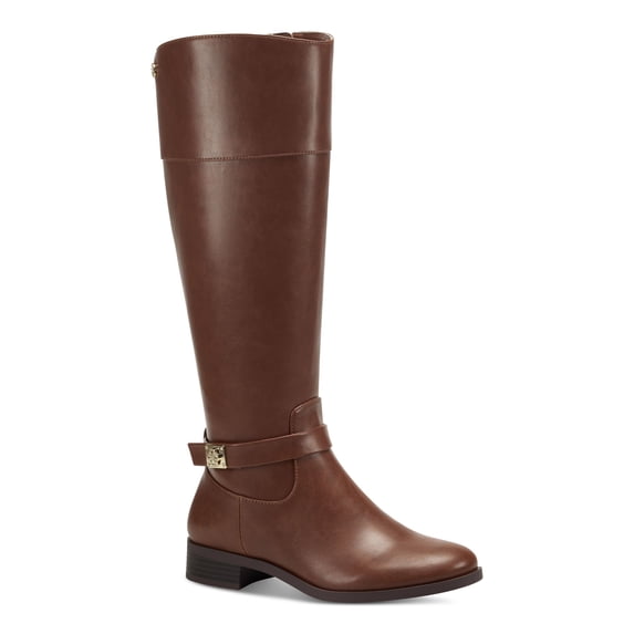CHARTER CLUB Womens Brown Buckle Accent Johannes Round Toe Zip-Up Riding Boot 6 M
