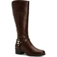 thumbnail image 1 of CHARTER CLUB Womens Brown Elastic Goring Buckle Accent Helenn Round Toe Block Heel Zip-Up Riding Boot 9.5 M, 1 of 4