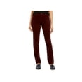 thumbnail image 1 of CHARTER CLUB Womens Burgundy Stretch Zippered Pocketed Mid Rise Corduroy Tummy Control Wear To Work Straight leg Pants 4, 1 of 2