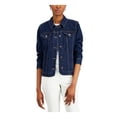 thumbnail image 1 of CHARTER CLUB Womens Navy Pocketed Denim Jacket Petites PS, 1 of 1