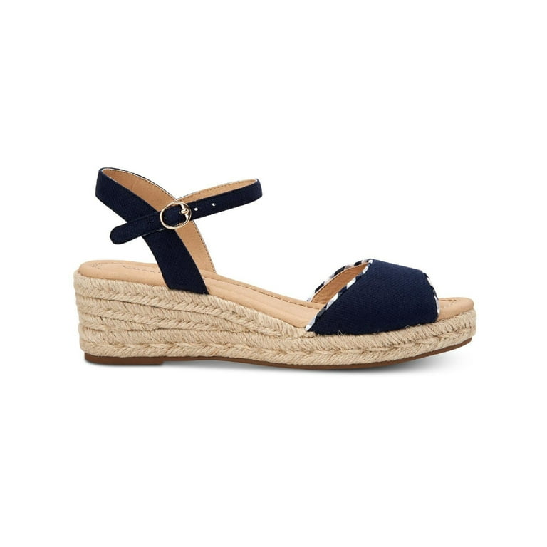 Ladies navy top wedge sandals