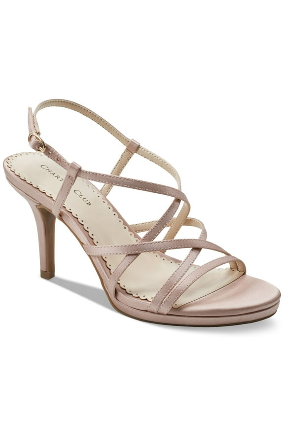 Womens Pink Crisscross Straps Padded Merlot Almond Toe Stiletto Buckle Dress Slingback Sandal 7.5 M