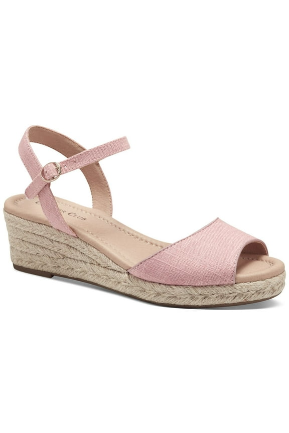 Womens Pink Cushioned 1/2" Platform Adjustable Ankle Strap Luchia Round Toe Wedge Buckle Espadrille Shoes 12 M