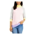 thumbnail image 1 of CHARTER CLUB Womens Pink Embellished Ribbed Trim Slit Hem Color Block Long Sleeve Turtle Neck Sweater XXL, 1 of 1