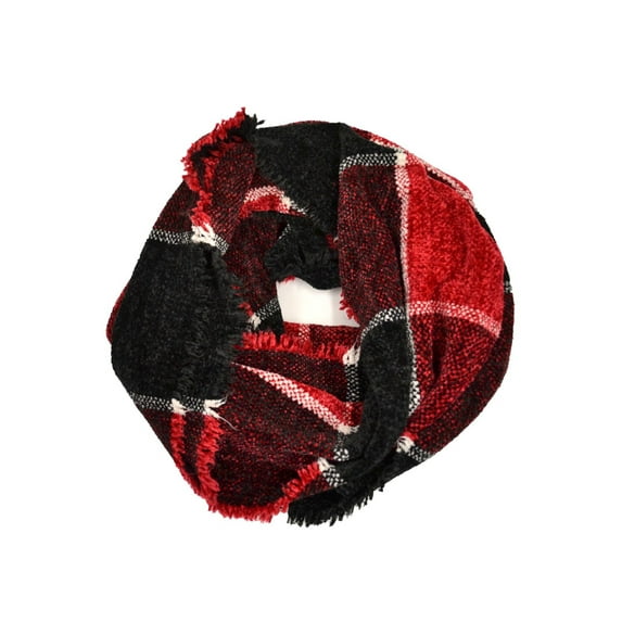 CHARTER CLUB Womens Red Chenille Fringed Infinity Scarf