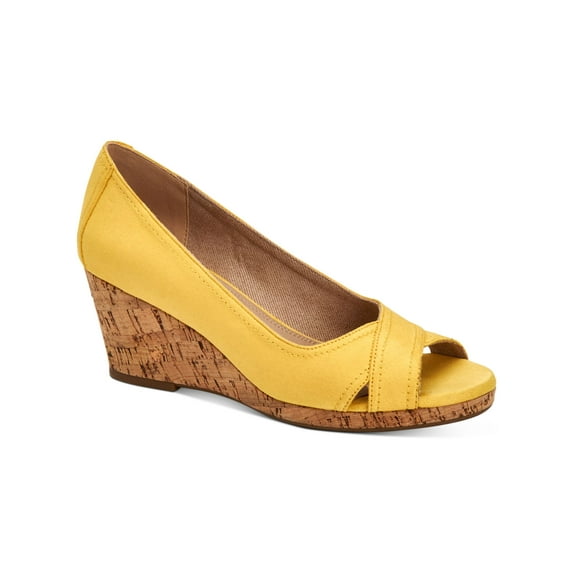 CHARTER CLUB Womens Yellow 1/2" Platform Crisscross Strap Comfort Toniie Round Toe Wedge Slip On Sandals 10 M