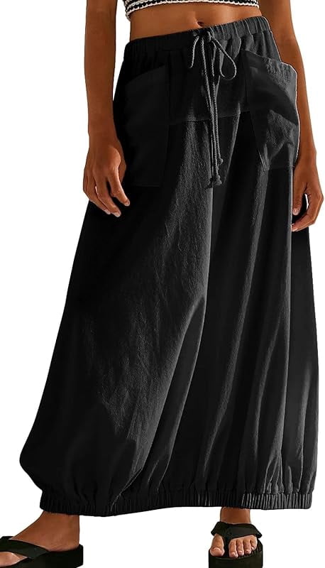 CHARTOU Women's Baggy Barrel Jeans - Wide Leg Horseshoe Ankle Denim Pants (Mid Rise, Y2K Style)
