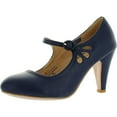 thumbnail image 1 of CHASE & CHLOE KIMMY-21 Women's Round Toe Pierced Mid Heel Mary Jane Style Dress Pumps, Blue, 8, 1 of 4