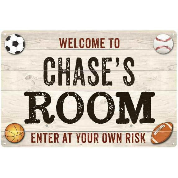 CHASE'S Room Kids Bedroom Sign Boy's 8x12 Metal 208120090083