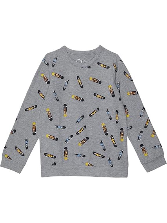 Boy's RPET Bliss Knit Long Sleeve Crew Neck Pullover (Little Kids/Big Kids) Heather Grey 1 14 Big Kid