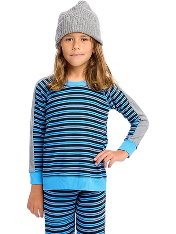 Boy's Stripe Pullover (Little Kids/Big Kids) Blue Vista 12 Big Kid