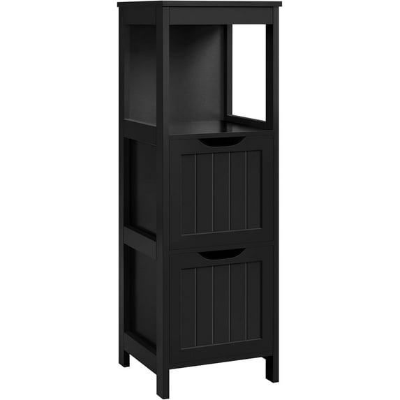 CHAUKY Bathroom Floor Cabinet, Storage Organizer Rack Stand with 2 Removable Drawers, Multifunctional Wooden Corner Cabinet, Black
