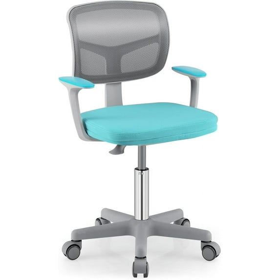 CHAUKY Kids Desk Chair, Children Computer Chair with Wheels and Y-Shaped Lumbar Support, Mesh Kids Office Chairs, Height Adjustable Desk Chair for Girls Boys Aged 4-13, Turquoise