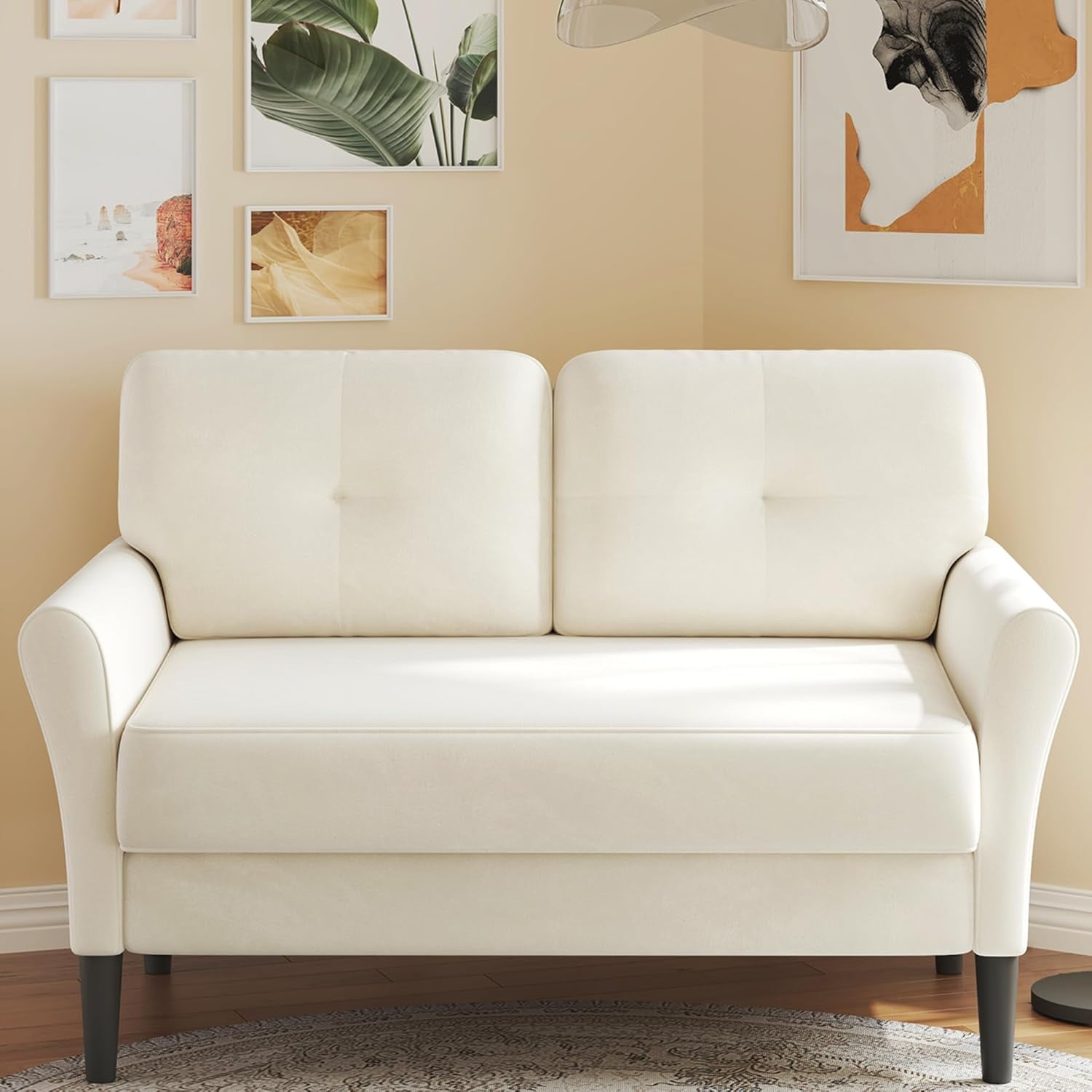 CHAUKY Love Seat, 48" Loveseat Sofa, Comfy Velvet Small Couch for ...