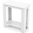 thumbnail image 1 of CHAUKY Narrow End Table, 2-Tier Side Table with Open Storage Shelf, Retro Wood Sofa Table Bedside Tables for Small Spaces, Slim Nightstand for Living Room, Bedroom, Easy Assembly, White, 1 of 19