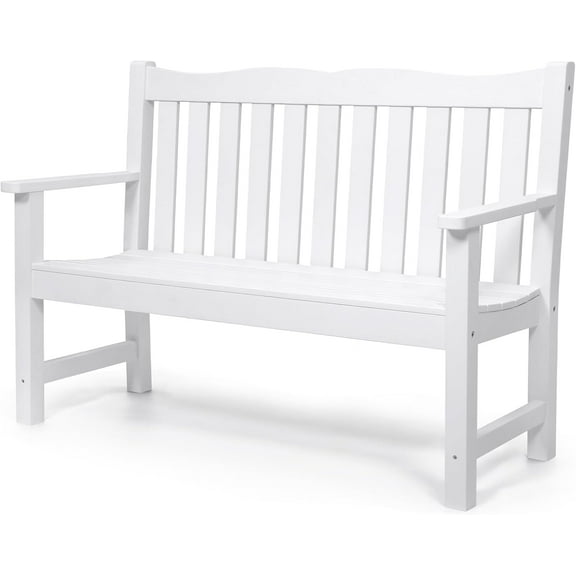 CHAUKY Outdoor Bench, 2-Person Garden Benches for Outdoors, All-Weather HIPS Garden Bench with 800 lbs Weight Capacity, Never Rot or Fade, for Garden, Porch, Backyard and Park, White