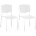 thumbnail image 1 of CHAUKY Stackable Dining Chairs Set of 2, Modern Kitchen Chairs w/Metal Legs & Curved Back, Load up to 350 LBS, Plastic Armless Side Chairs for Living Dining Room Home Restaurant, White, 1 of 9
