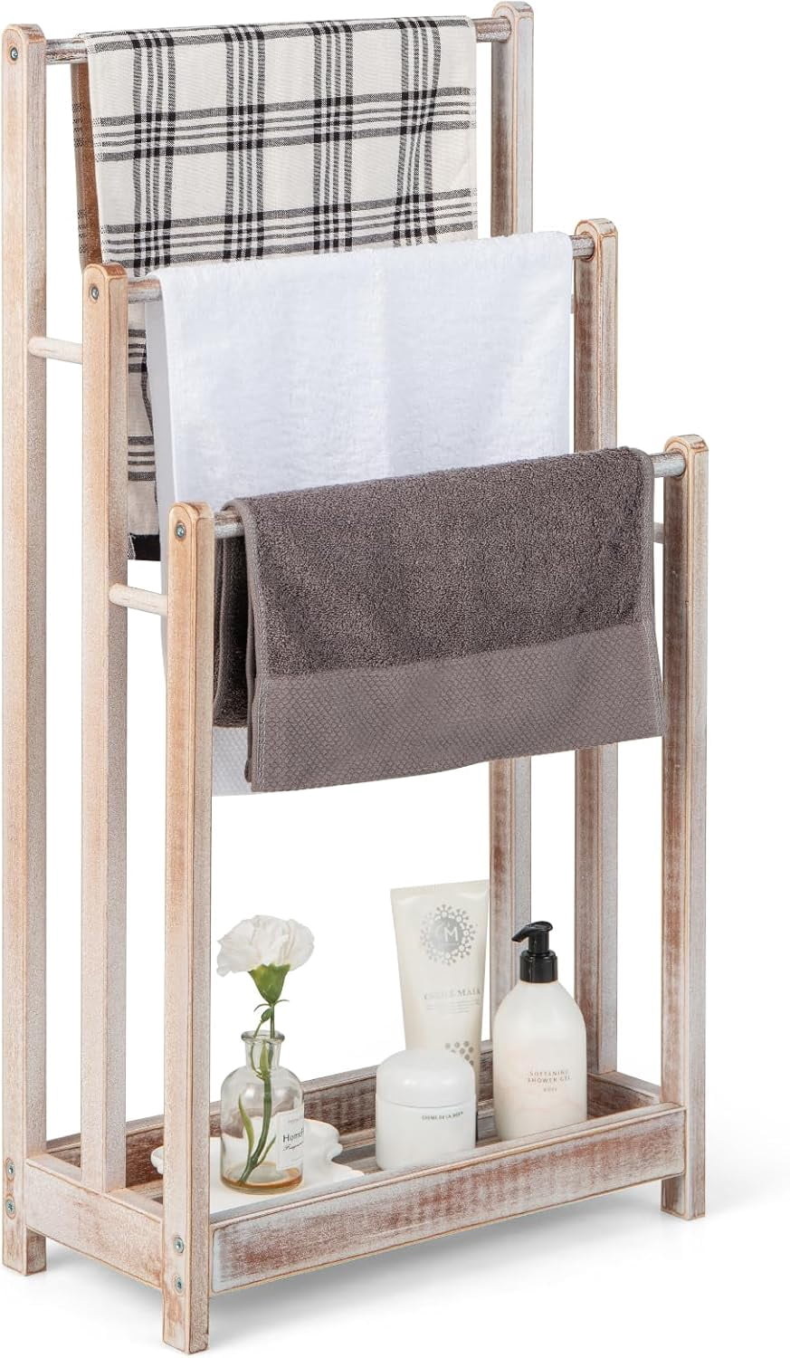 CHAUKY Towel Rack for Bathroom - 3 Tier Freestanding Towel Racks with ...