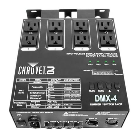 CHAUVET DJ DMX-4 4 Channel DMX-512 DJ Dimmer/Switch Relay Pack Light Controller