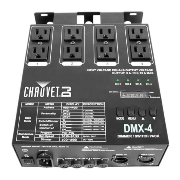 CHAUVET DJ DMX-4 4 Channel DMX-512 DJ Dimmer/Switch Relay Pack Light Controller