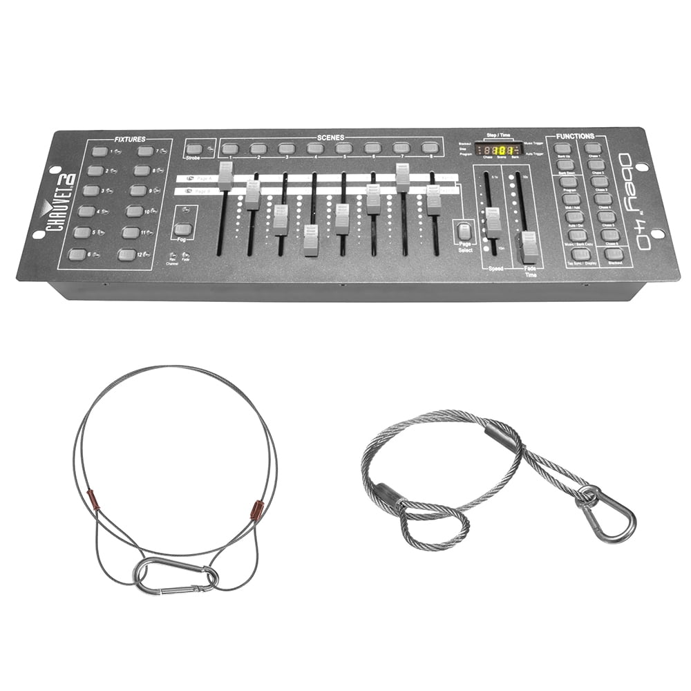CHAUVET DJ Obey 40 DMX Controller Bundle with 32" Safety Cable and 24" Pro Lighting Safety Cable