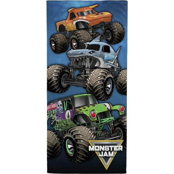 CHAVA Monster Jam Grave Digger & Megalodon Monster Jam Cotton Bath Towels