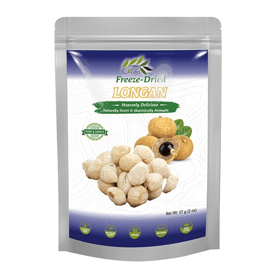 CHAVI Freeze-Dried Longan - 2 Oz - Healthy 1 Ingredient Superfood Supersnacks - No Added Sugars or Preservatives - Non-GMO, Vegan, Gluten-Free