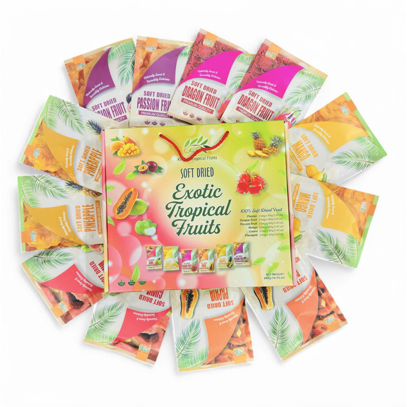 CHAVI Soft Dried Exotic Tropical Fruits | Pack of 12 | Gift Box - Low or No Sugars or Preservatives - Non-GMO, Vegan, Gluten-Free | 480 g