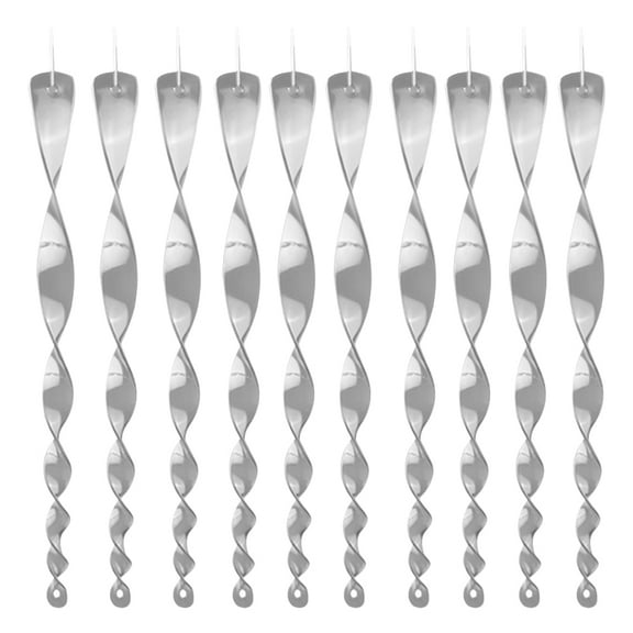 CHAXIN 10pcs Wind Spinner with Lanyard Reflective Spiral Spinne Waterproof Hanging Bird Repelling Stick for Rural Areas