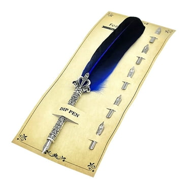 CHAXIN Calligraphy Feather Dip Pen with 5 Nib Writing Ink Quill Fountain Pen Retro Art
