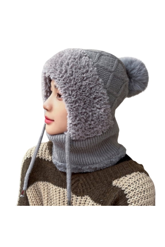 Winter Warm Hat for Women Fleece Lined And Thickened With Ear Knitted Woolen Hat Cold Proof And Protecting Knitted Hat.