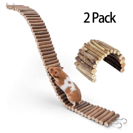 CHBORLESS 2 Pack Bendable Hamster Suspension Bridge Toy Wooden Arch (Set2)