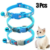 CHBORLESS 3 Pcs Nylon Cat Collar with Bell Adjustable Kitten Puppy Collars for Newborn Pet,Sky Blue