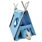 CHBORLESS Guinea Pig Tent House Hamster Hideout Small Animal Triangular Tent Bed (Blue)
